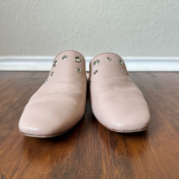 RAG & BONE Luis Lambskin Leather Mules with Grommets in Nude Pink - Picture 6 of 13